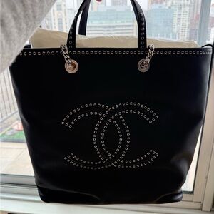 Chanel Black Tote with Silver Studs